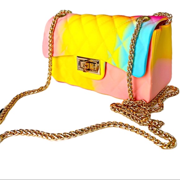 ANGELCORE RAINBOW Purse Chain strap Jelly Crossbody Bright Yellow Blue Pink